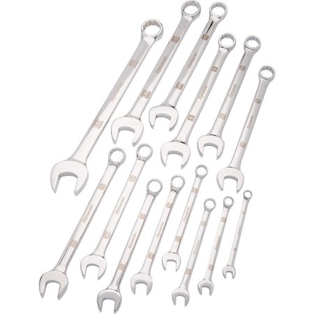 DYNAMIC Tools 14 Piece SAE Combo Wrench Set, Mirror Chrome, 3/8" - 1-1/4" D074201